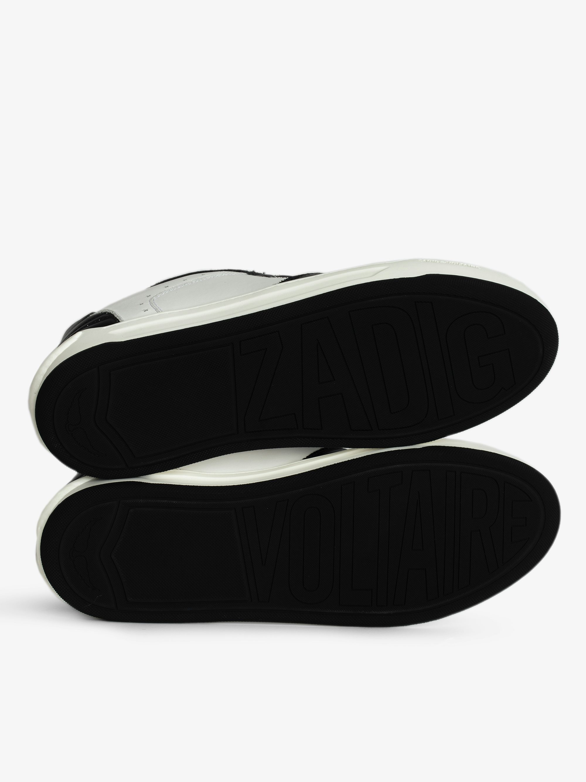 Wings Low-Top Sneakers - Low-top sneakers in smooth black and white leather with suede panels and signature wings.